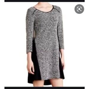Maeve Anthropologie Black Stripe Knit Swing Dress, XS